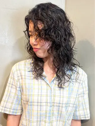 ミディアム パーマ Aya/四条烏丸/ インナーカラーのヘアスタイル