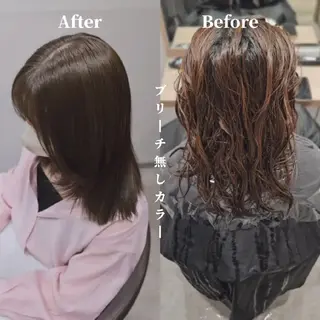 ミディアム カラー 縮毛矯正をしている人 のためのカラーのヘアスタイル