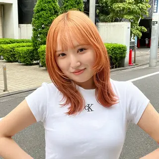 ミディアム カラー ムラ修正💎 艶髪ハイトーン💎のヘアスタイル