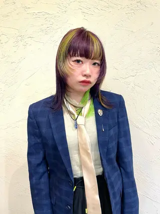ミディアム カラー ハイトーン/デザイン カラー/るいのヘアスタイル