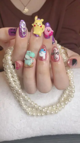 セミロング ネイル 長さ出し専門 nynaのネイルデザイン