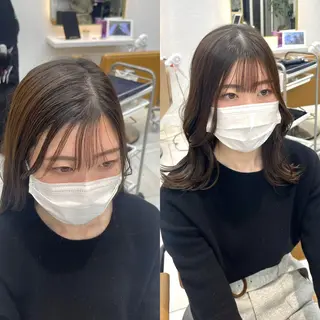 セミロング 中顔面短縮 顔まわり新田大翔のヘアスタイル