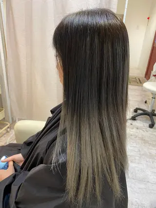 ロング カラー 酸性ストレート/ブリ ーチなしWカラー河本のヘアスタイル