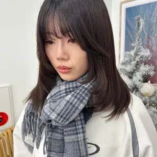 ミディアム ハルカ 透明感カラー 美髪縮毛矯正🥣のヘアスタイル