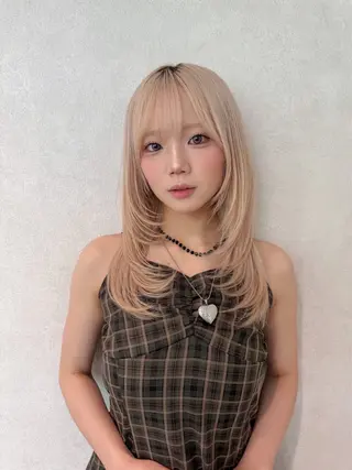 セミロング 韓国レイヤー×透明感 カラー/山崎一輝のヘアスタイル