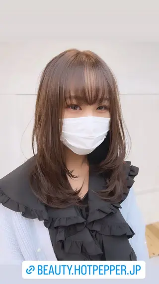 ミディアム カラー パーマ ヘアアレンジ 二ヶ月綺麗なデザイン カット/星野六三四のヘアスタイル