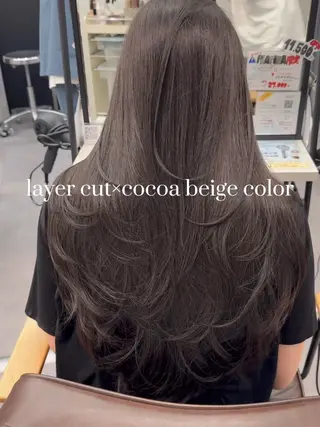 ロング カラー 日本一の小顔カット/ ボブ/顔周り/韓国のヘアスタイル