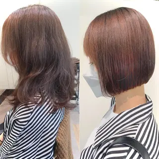 ショート カラー パーマ 🖤小顔ボブ/ウルフ レイヤー🖤山本諒のヘアスタイル