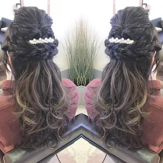 セミロング ロング ヘアアレンジ 青木 茂樹⭐️ 透明感カラーのヘアスタイル