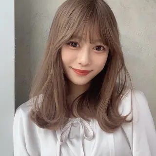 セミロング カラー 新宿✨顔周りカット 韓国ヘア/坂本亜裟海のヘアスタイル