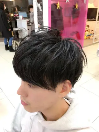 ショート メンズ 髪質改善× 白髪ぼかし溝江のヘアスタイル