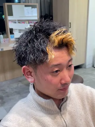 ショート パーマ メンズ 港南台短髪特化 フェザーパーマのヘアスタイル