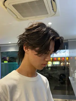 ミディアム カラー パーマ メンズ シャドウパーマ/ ルーズパーマ/メンズのヘアスタイル