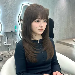 セミロング カラー ヘアアレンジ ブリーチなしW🎀 髪質改善／はのんのヘアスタイル