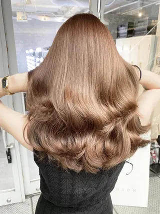 セミロング カラー パーマ ヘアアレンジ メンズ キッズ ネイル マツエク・マツパ アイブロウ 韓国風×透明感カラー 髪質改善オタベシンヤのヘアスタイル