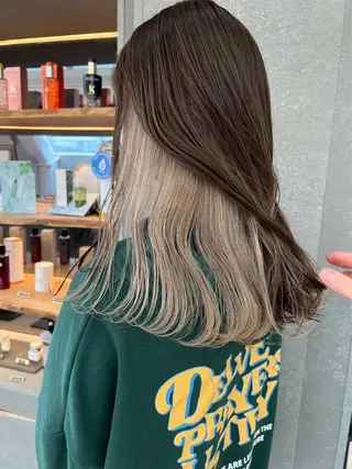 セミロング カラー ブリーチ特化 梅田本多翔のヘアスタイル