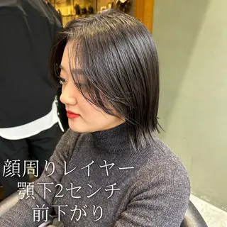 ミディアム カラー 縮毛矯正・似合わせ タナカ レイヤのヘアスタイル