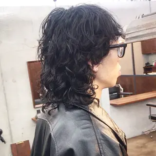 ミディアム パーマ メンズ ✂︎ウルフ・ショート ✂︎MIKUNIのヘアスタイル