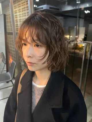 ミディアム パーマ ショートボブ/似合 わせショート/表参道のヘアスタイル