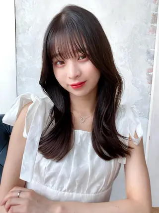 セミロング カラー 顔周り/くびれヘア 韓国ヘア💕風間るなのヘアスタイル