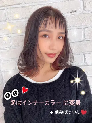 ミディアム あやかショート 白髪ぼかしのヘアスタイル