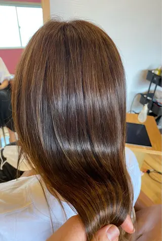 ロング 酸性ストレート/ブリ ーチなしWカラー河本のヘアスタイル