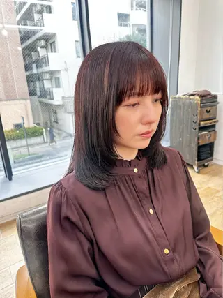 ミディアム カラー パーマ ヘアアレンジ メンズ キッズ レイヤーカット 🌿透け感カラーのヘアスタイル