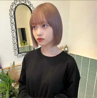 ミディアム カラー ヘアアレンジ 縮毛矯正履歴からの ブリーチ /mamiのヘアスタイル