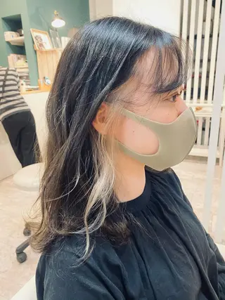 ミディアム カラー 酸性ストレート/ブリ ーチなしWカラー河本のヘアスタイル