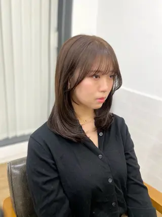 ミディアム カラー パーマ ヘアアレンジ メンズ キッズ レイヤーカット 🌿透け感カラーのヘアスタイル