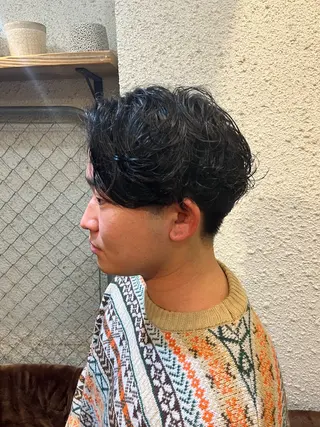 パーマ メンズ ボブ×艶カラー 特化・リクト💥のヘアスタイル