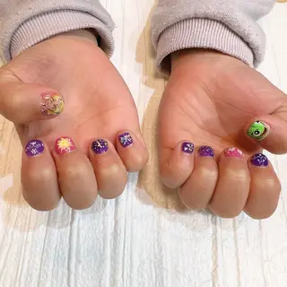 ネイル ショートネイル 森のさんぽ道のネイルデザイン