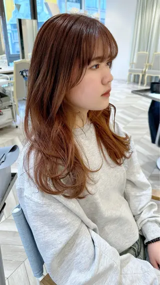 ロング カラー 小顔レイヤー/ ベージュ🤍Rieのヘアスタイル