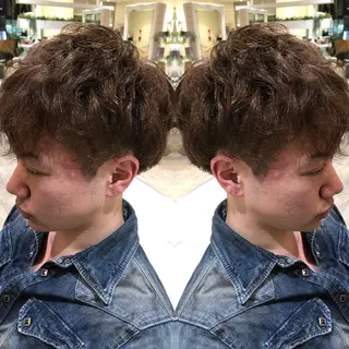 パーマ メンズ 韓国レイヤー×透明感 カラー/山崎一輝のヘアスタイル