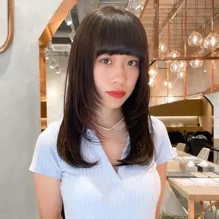 セミロング カラー レイヤー/韓国ヘア 縮毛矯正🫧鈴木颯のヘアスタイル