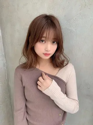 ミディアム カラー 新宿✨顔周りカット 韓国ヘア/坂本亜裟海のヘアスタイル