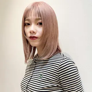 ミディアム カラー たつ/レイヤーカット 顔周り/髪質改善のヘアスタイル