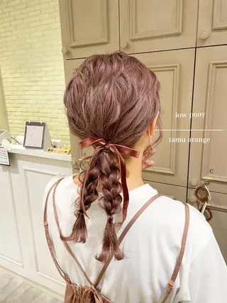 ミディアム カラー ヘアアレンジ シールエクステ横浜 🐏☁️miminaのヘアスタイル