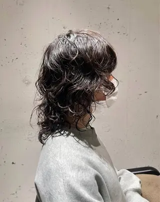 セミロング パーマ ヘアアレンジ 似合わせカットカラー 💎モエのヘアスタイル