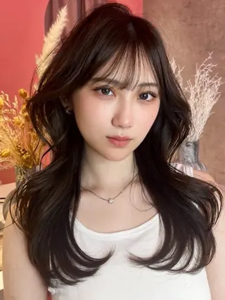 ロング カラー 山崎/ボブ縮毛矯正 レイヤー髪質改善のヘアスタイル