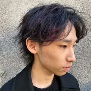 ショート パーマ メンズ 赤み消し🌿 透明感カラー🫧のヘアスタイル
