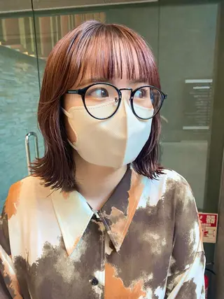 ミディアム デザインカラー/ボブ ブリーチカラー/ユリのヘアスタイル