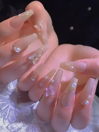 ネイル フィルイン・深爪矯正 長さ出し🎀のネイルデザイン