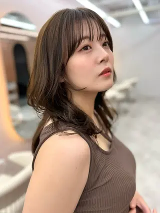 ミディアム カラー ✨コテ巻き風パーマ ✨川合佑哉のヘアスタイル