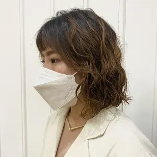 ミディアム パーマ ショート& パーマ　坂本のヘアスタイル