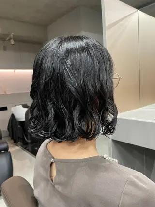 ミディアム カラー パーマ 表参道🌿赤み消し カラー/チナツのヘアスタイル