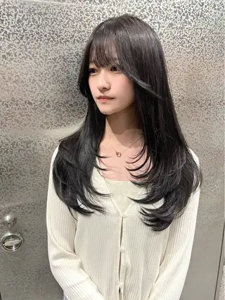 セミロング カラー 尾崎隼大 レイヤー/韓国ヘアのヘアスタイル