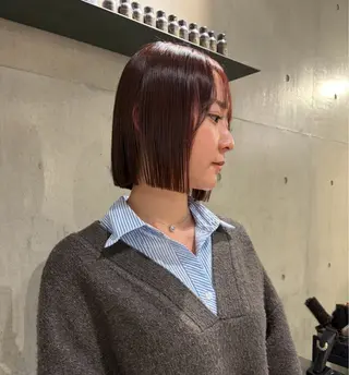 ショート カラー ヘアアレンジ ボブ艶モテカラー🫧 カリンのヘアスタイル