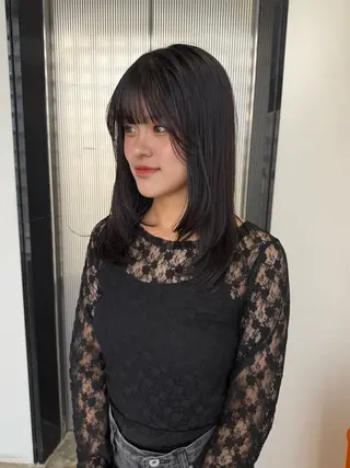 セミロング カラー 🟡ひろの/ツヤ カラー/髪質改善🟡のヘアスタイル