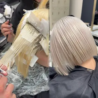 ミディアム カラー ヘアアレンジ 【🥀履歴修正🥀】 ハイトーン職人/拓真のヘアスタイル